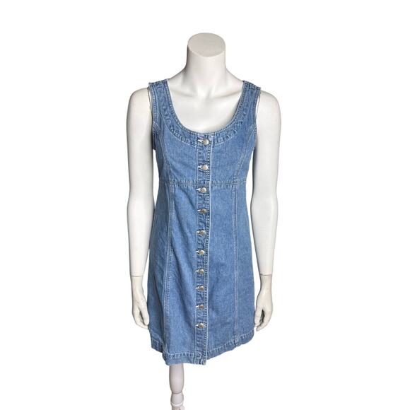 GAP Dresses & Skirts - Vintage Gap Denim Dress Women's 6 Blue Button Down Sleeveless Cottage Core